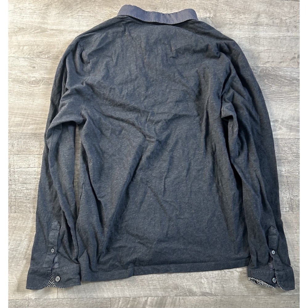 Ted Baker London Men's Long Sleeve Gray Polo Shirt Sz 5 Medium M - Picture 7 of 7